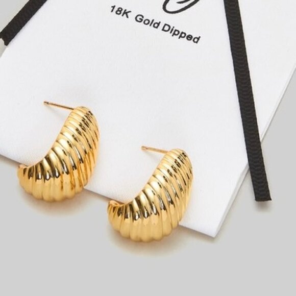 18K GOLD RIPPLE TEARDROP EARRINGS - Picture 1 of 1
